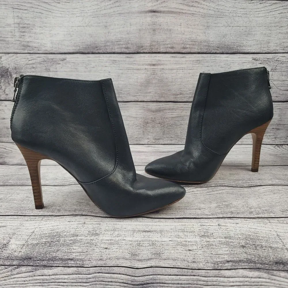 Madewell | Jules High Heel Leather Booties E5368 Black Size 5.5